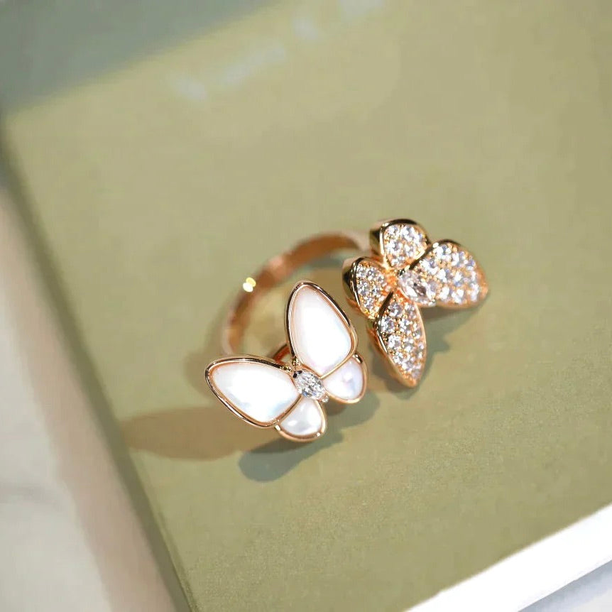 [Max Jewelry ]TWIN BUTTERFLY DIAMOND MOP RING