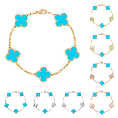 [Plus&Max]LUCKY CLOVER 5-MOTIF BRACELET - TURQUOISE COLLECTION