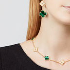 [Plus&Max]CLOVER 10 MOTIFS MALACHITE DIAMOND NECKLACE