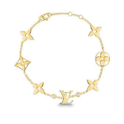 [Max Jewelry ]STAR AND SUN 7 MOTIFS GOLD BRACELET