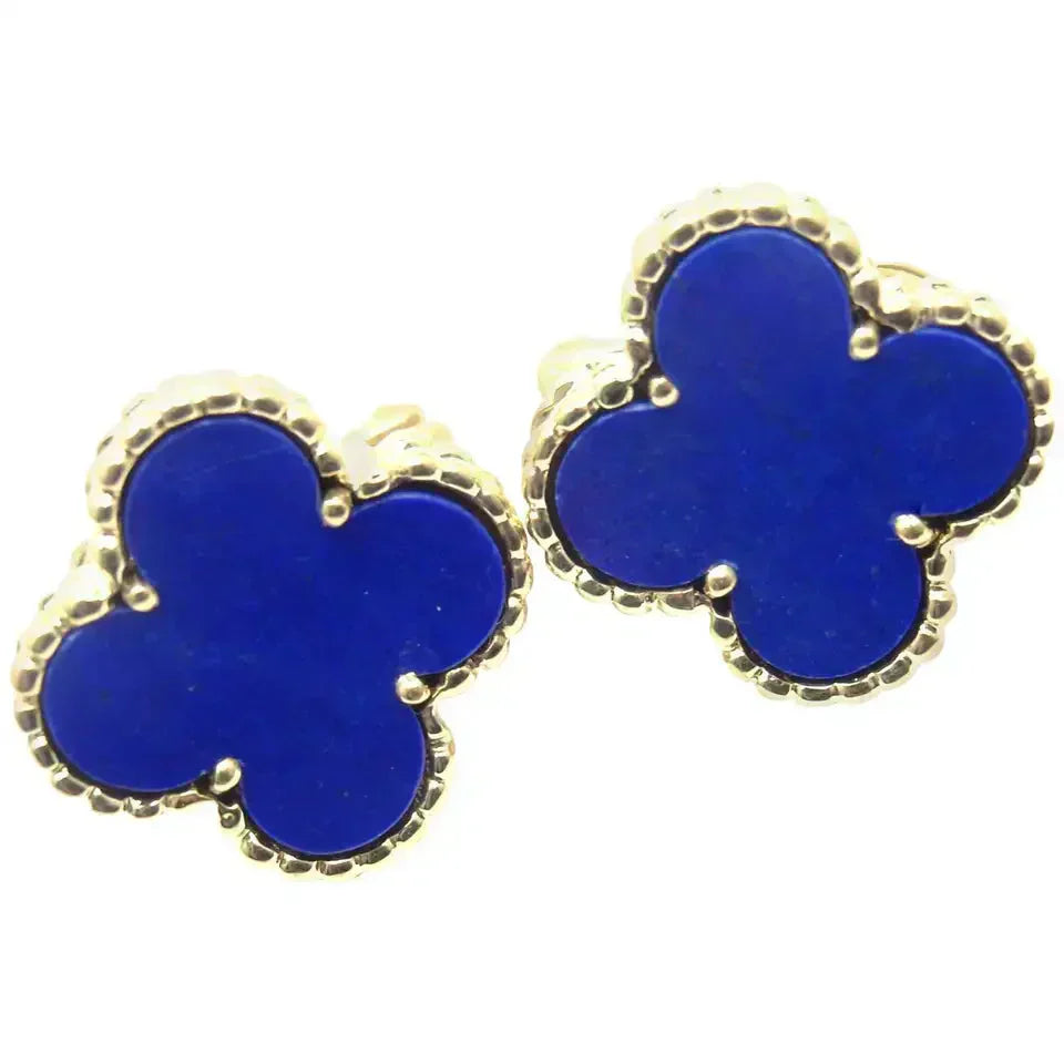 [Max Jewelry ]CLOVER MINI 9.5MM BLUE AGATE EARRINGS