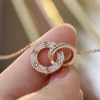 [Plus&Max]LOVE 7.6MM NECKLACE ROSE GOLD AND SILVER  FULL DIAMOND