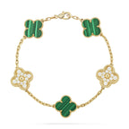 [Plus&Max]LUCKY CLOVER 5-MOTIF BRACELET - MALACHITE COLLECTION