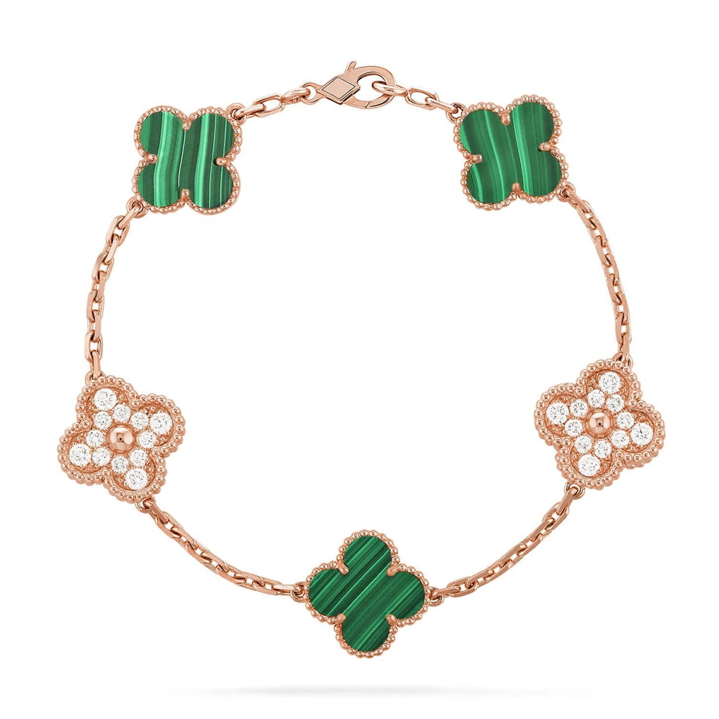 [Max Jewelry ] CLOVER 5 MOTIF MALACHITE BRACELET COLLECTION