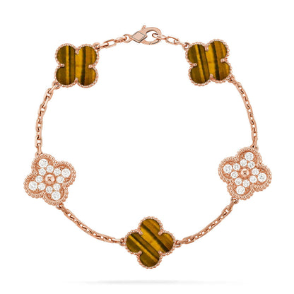 [Max Jewelry ] CLOVER 5 MOTIFS TIGER EYE BRACELET COLLECTION