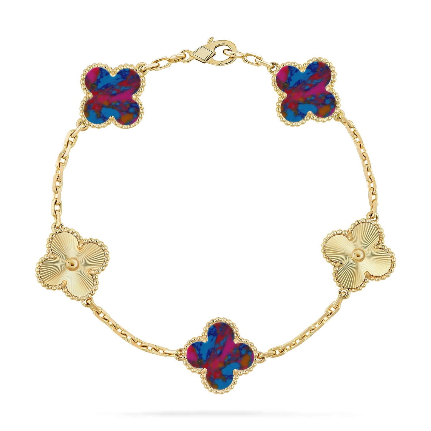 [Max Jewelry ]CLOVER 5 MOTIF COLOR GEMSTONES BRACELET COLLECTION