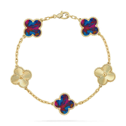 [Max Jewelry ]CLOVER 5 MOTIF COLOR GEMSTONES BRACELET COLLECTION