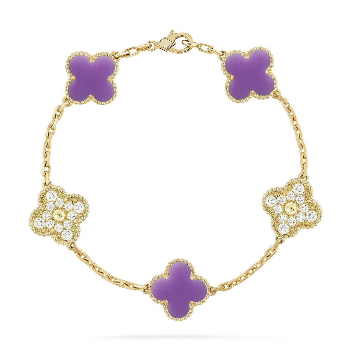 [Plus&Max]LUCKY CLOVER 5-MOTIF BRACELET - LAVENDER COLLECTION