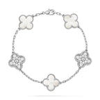 [Plus&Max]LUCKY CLOVER 5-MOTIF BRACELET - WHITE MOTHER-OF-PEARL COLLECTION