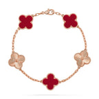 [Plus&Max]LUCKY CLOVER 5-MOTIF BRACELET - RED CARNELIAN COLLECTION