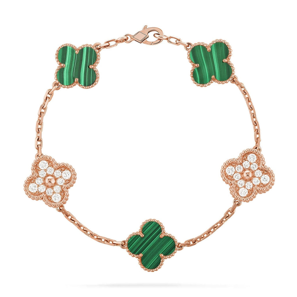 [Plus&Max]LUCKY CLOVER 5-MOTIF BRACELET - MALACHITE COLLECTION