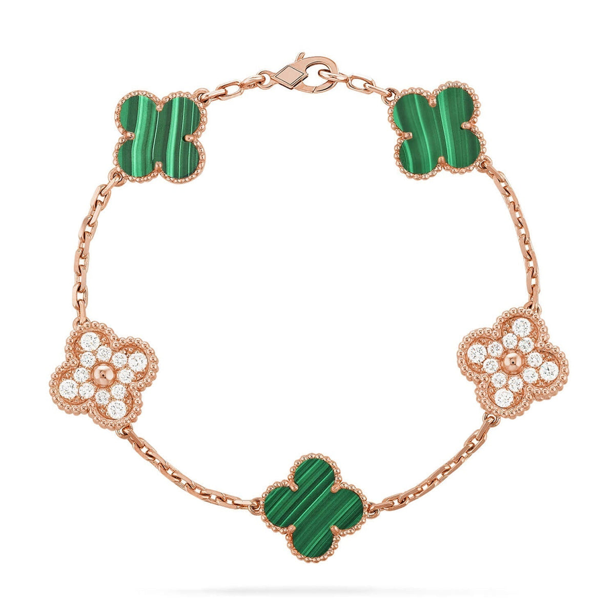 [Plus&Max]LUCKY CLOVER 5-MOTIF BRACELET - MALACHITE COLLECTION