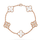 [Plus&Max]LUCKY CLOVER 5-MOTIF BRACELET - WHITE MOTHER-OF-PEARL COLLECTION