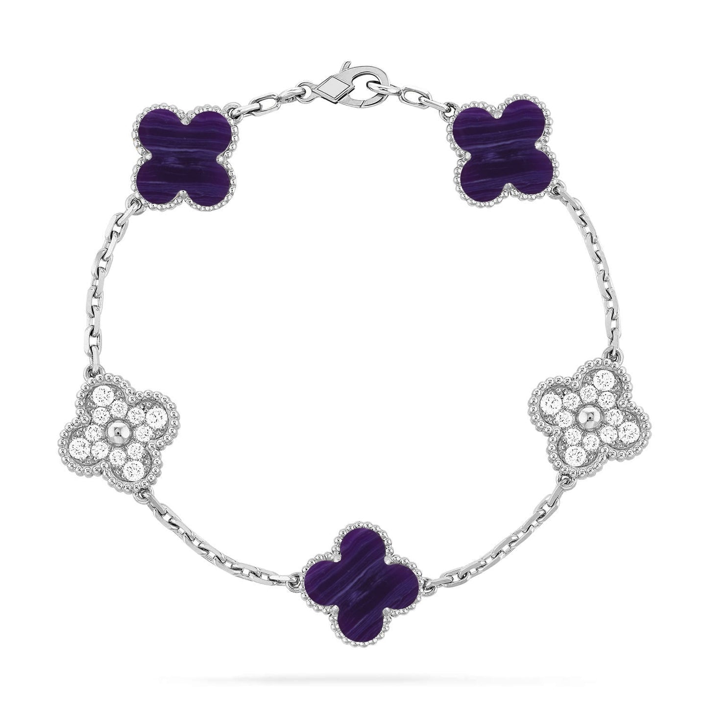 [Max Jewelry ]CLOVER 5 MOTIF PURPLE STRIPES BRACELET COLLECTION