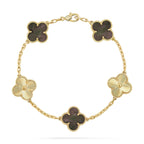 [Plus&Max]LUCKY CLOVER 5-MOTIF BRACELET - GREY MOTHER-OF-PEARL COLLECTION