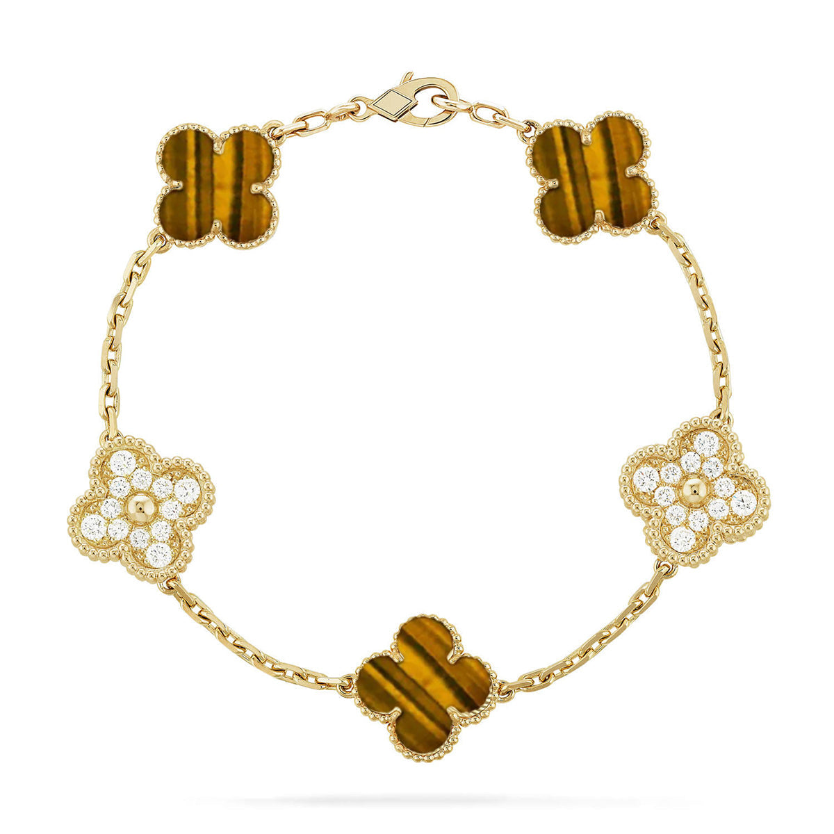 [Max Jewelry ] CLOVER 5 MOTIFS TIGER EYE BRACELET COLLECTION