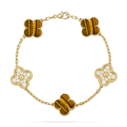 [Max Jewelry ] CLOVER 5 MOTIFS TIGER EYE BRACELET COLLECTION