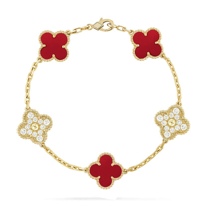 [Max Jewelry ] CLOVER 5 MOTIF RED CORNELIAN BRACELET COLLECTION