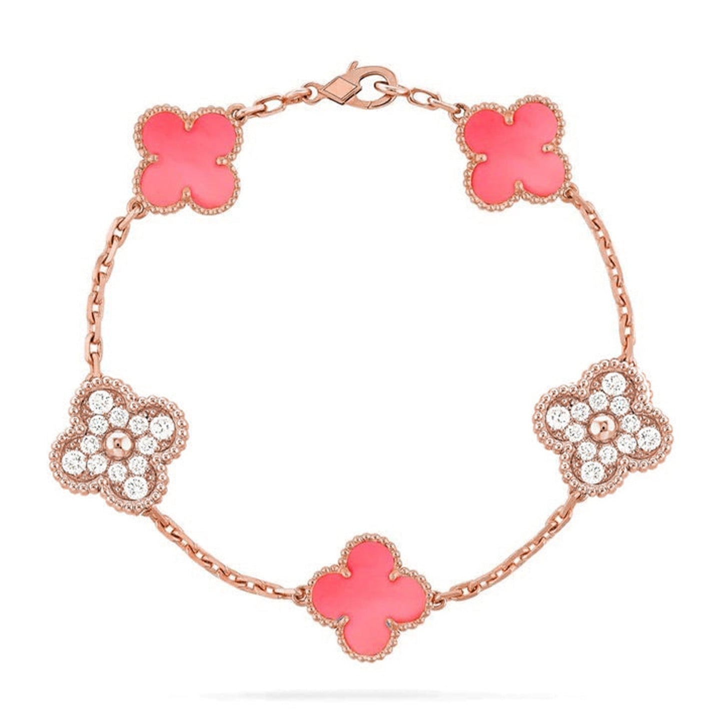 [Max Jewelry ] CLOVER 5 MOTIFS  PINK MOP BRACELET COLLECTION