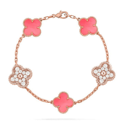 [Max Jewelry ] CLOVER 5 MOTIFS  PINK MOP BRACELET COLLECTION