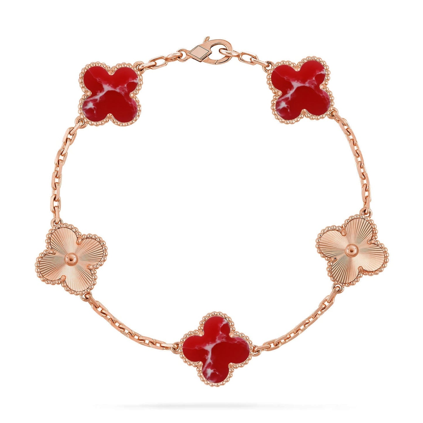 [Max Jewelry ]CLOVER 5 MOTIF RED PATTERN BRACELET COLLECTION
