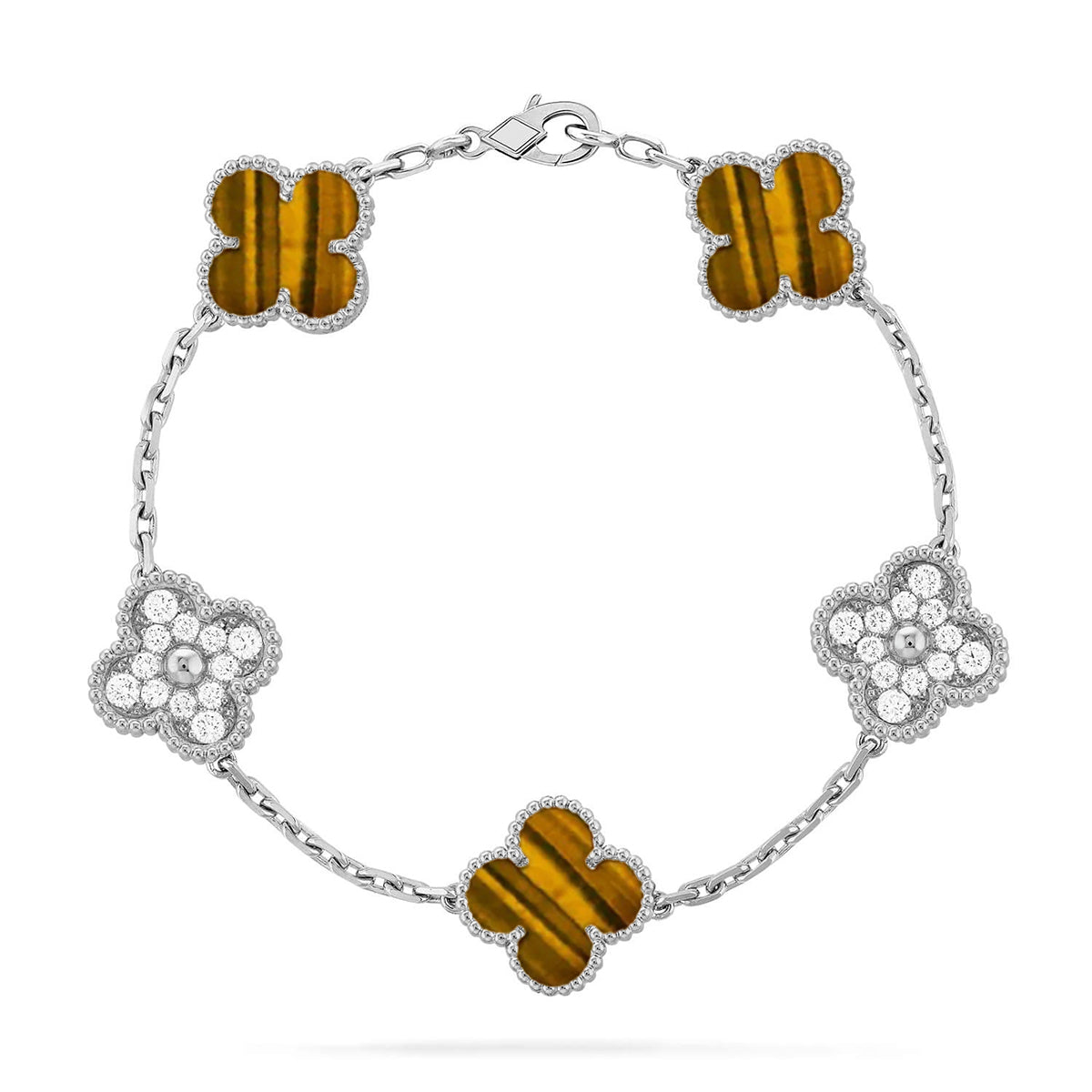 [Max Jewelry ] CLOVER 5 MOTIFS TIGER EYE BRACELET COLLECTION