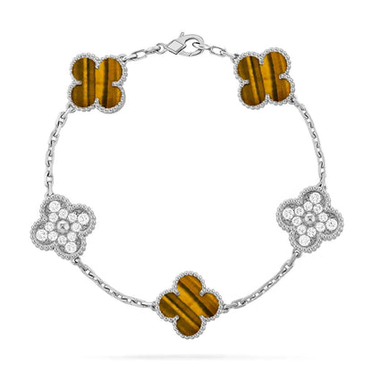 [Max Jewelry ] CLOVER 5 MOTIFS TIGER EYE BRACELET COLLECTION