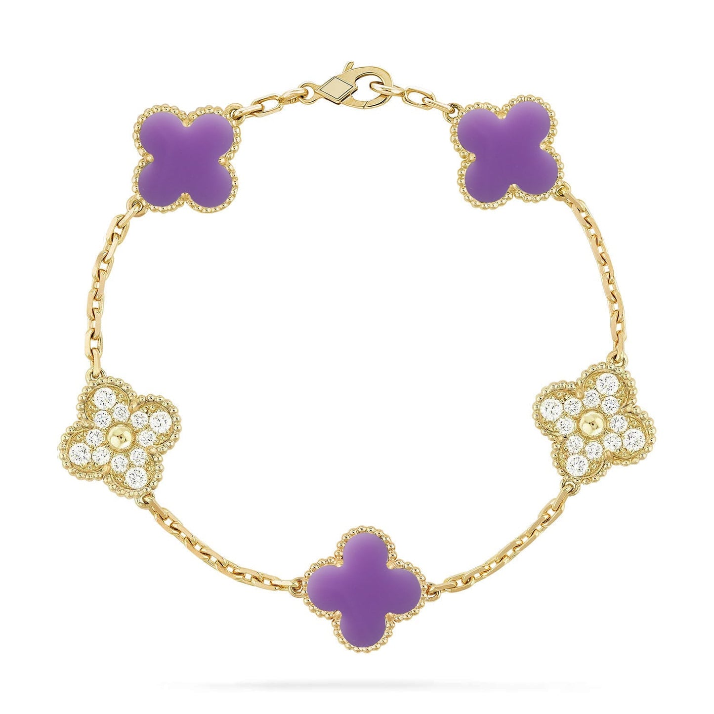 [Max Jewelry ]CLOVER 5 MOTIF LIGHT PURPLE BRACELET COLLECTION