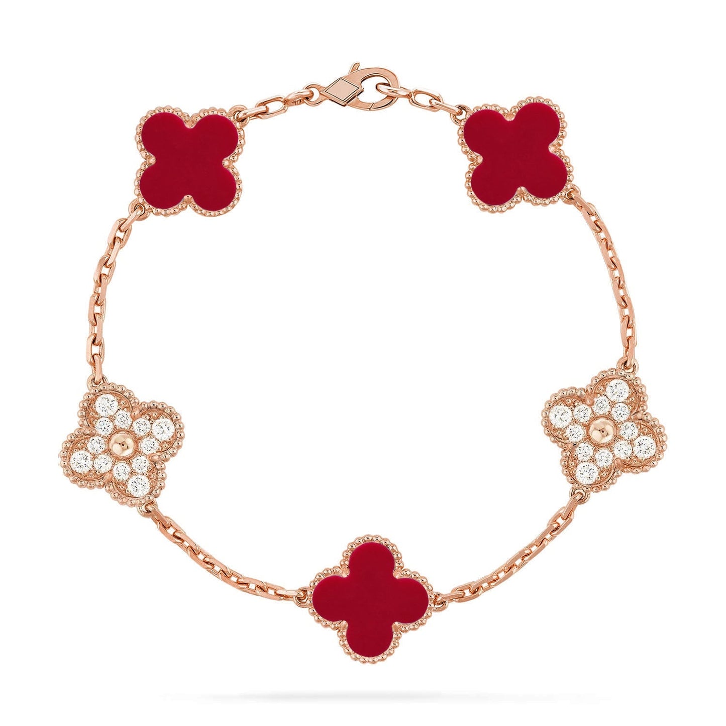 [Max Jewelry ] CLOVER 5 MOTIF RED CORNELIAN BRACELET COLLECTION