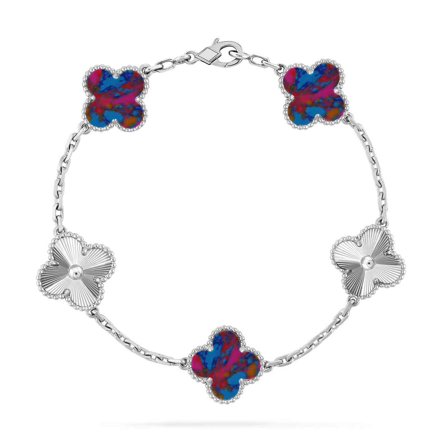 [Max Jewelry ]CLOVER 5 MOTIF COLOR GEMSTONES BRACELET COLLECTION
