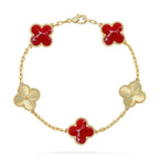 [Plus&Max]LUCKY CLOVER 5-MOTIF BRACELET - RED LARIMAR COLLECTION