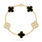 [Plus&Max]LUCKY CLOVER 5-MOTIF BRACELET - BLACK OXNY COLLECTION