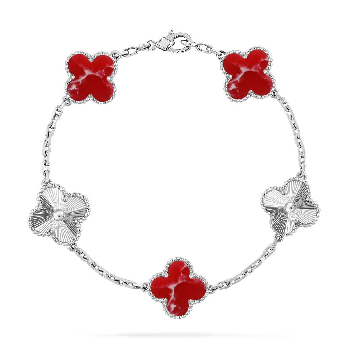 [Plus&Max]LUCKY CLOVER 5-MOTIF BRACELET - RED LARIMAR COLLECTION