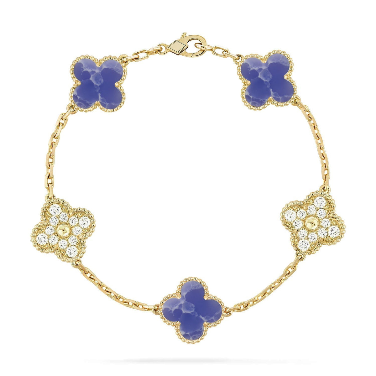 [Plus&Max]LUCKY CLOVER 5-MOTIF BRACELET - BLUE LARIMAR COLLECTION