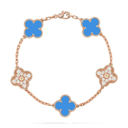 [Max Jewelry ] CLOVER 5 MOTIF BLUE AGATE BRACELET COLLECTION