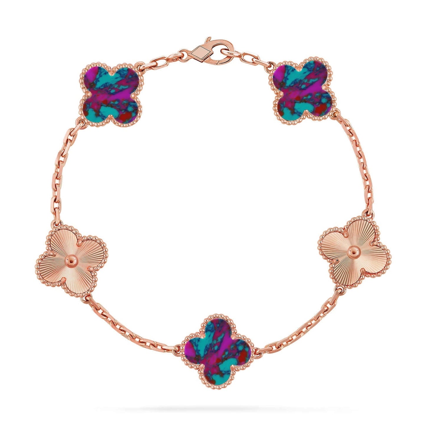 [Max Jewelry ]CLOVER 5 MOTIF COLOR GEMSTONES BRACELET COLLECTION