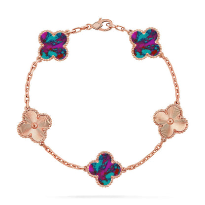 [Max Jewelry ]CLOVER 5 MOTIF COLOR GEMSTONES BRACELET COLLECTION