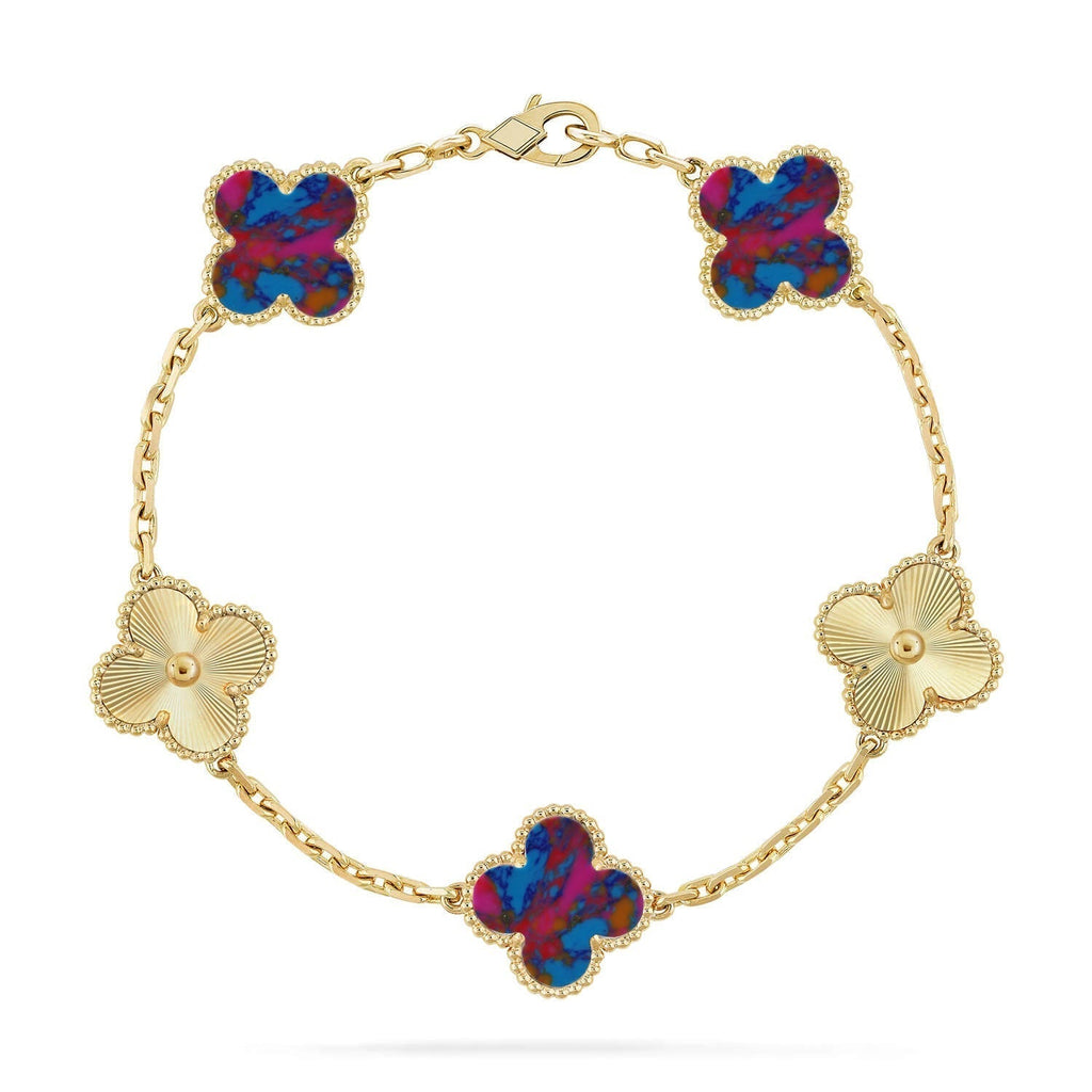 [Plus&Max]LUCKY CLOVER 5-MOTIF BRACELET - MULTI-GEM COLLECTION