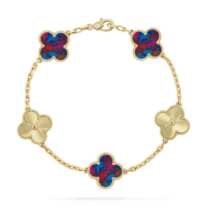 [Plus&Max]LUCKY CLOVER 5-MOTIF BRACELET - MULTI-GEM COLLECTION