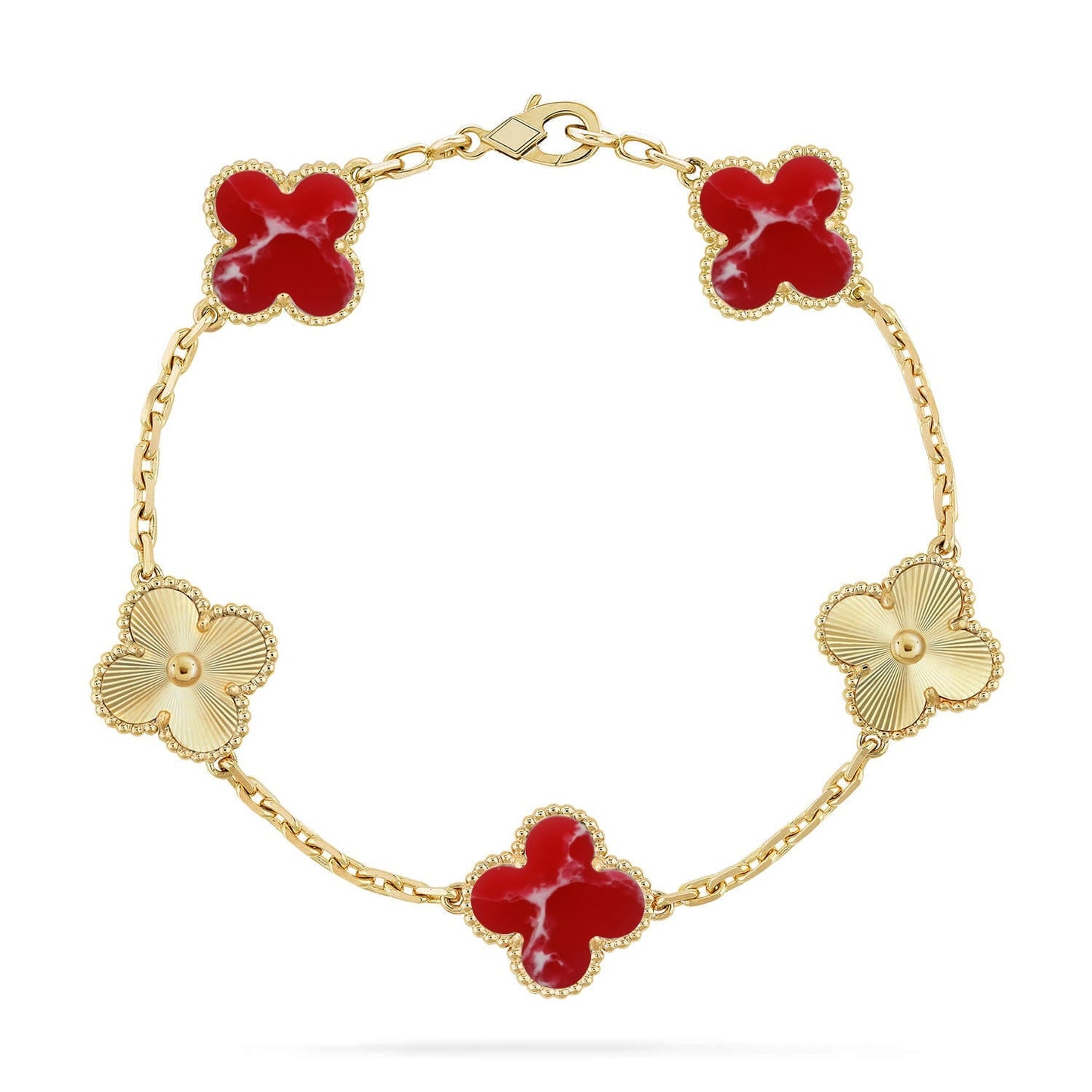[Max Jewelry ]CLOVER 5 MOTIF RED PATTERN BRACELET COLLECTION
