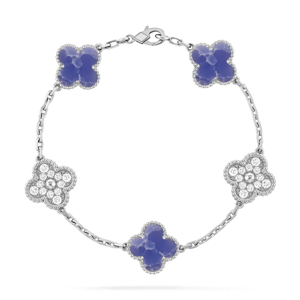 [Plus&Max]LUCKY CLOVER 5-MOTIF BRACELET - BLUE LARIMAR COLLECTION