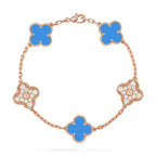 [Plus&Max]LUCKY CLOVER 5-MOTIF BRACELET - BLUE AGATE COLLECTION