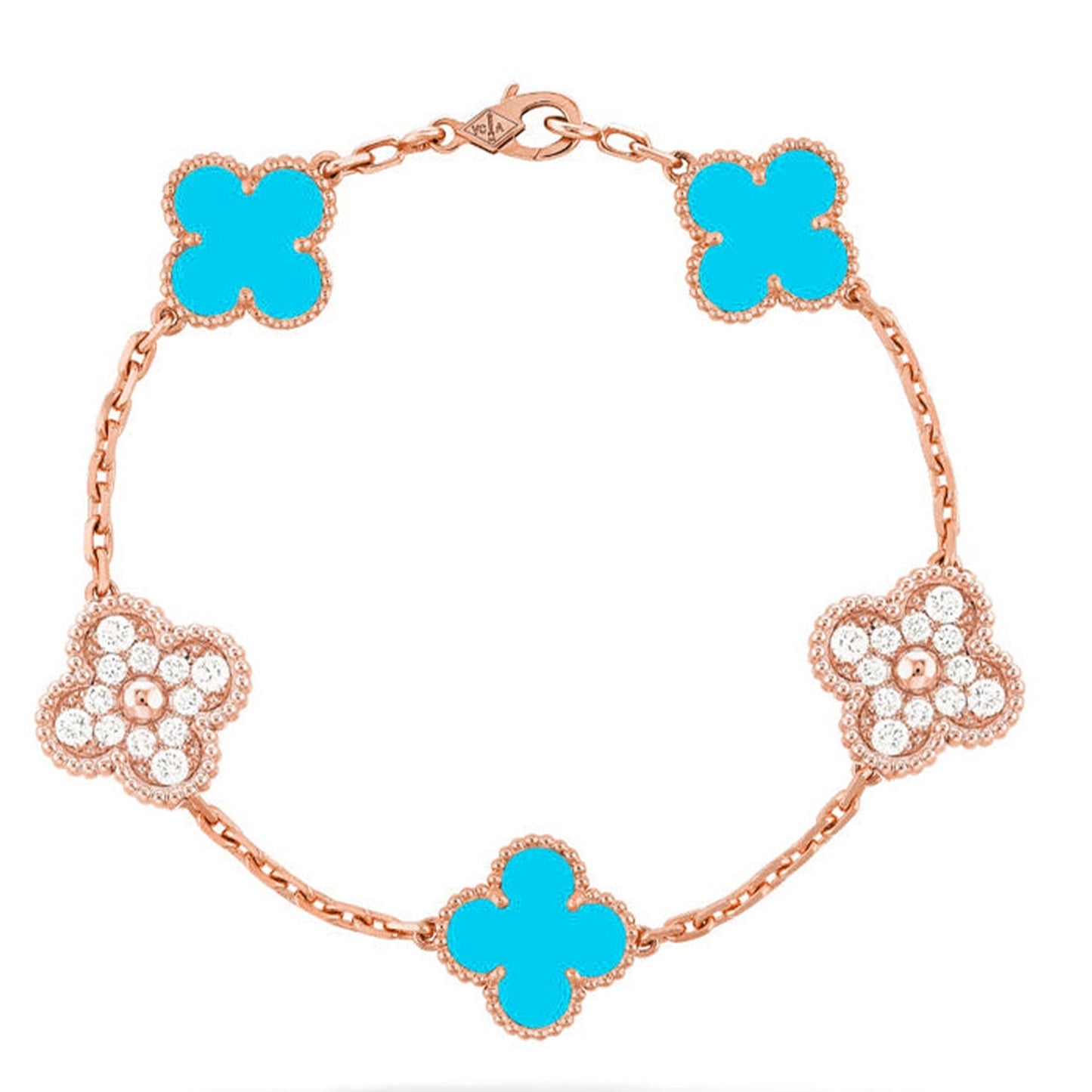 [Max Jewelry ] CLOVER 5 MOTIF TURQUOISE BRACELET COLLECTION