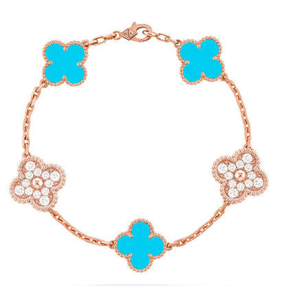 [Max Jewelry ] CLOVER 5 MOTIF TURQUOISE BRACELET COLLECTION