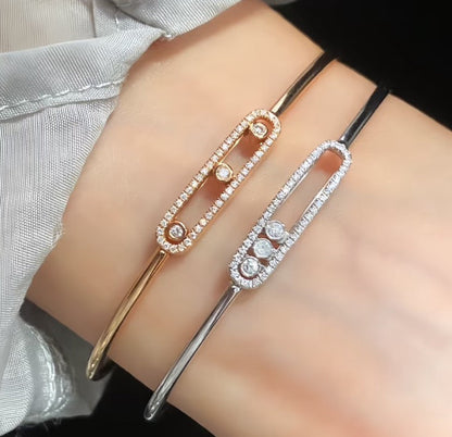 [Max Jewelry]Move Pavé Diamond Bangle Bracelet M