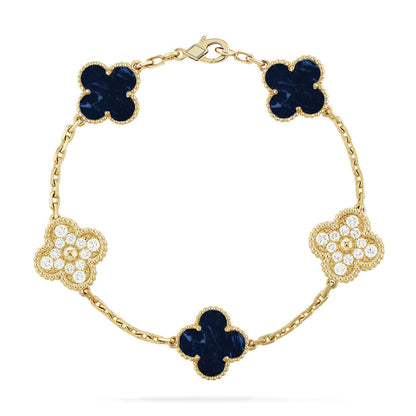 [Plus&Max]LUCKY CLOVER 5-MOTIF BRACELET - PIETERSITE COLLECTION