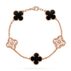 [Plus&Max]LUCKY CLOVER 5-MOTIF BRACELET - BLACK OXNY COLLECTION