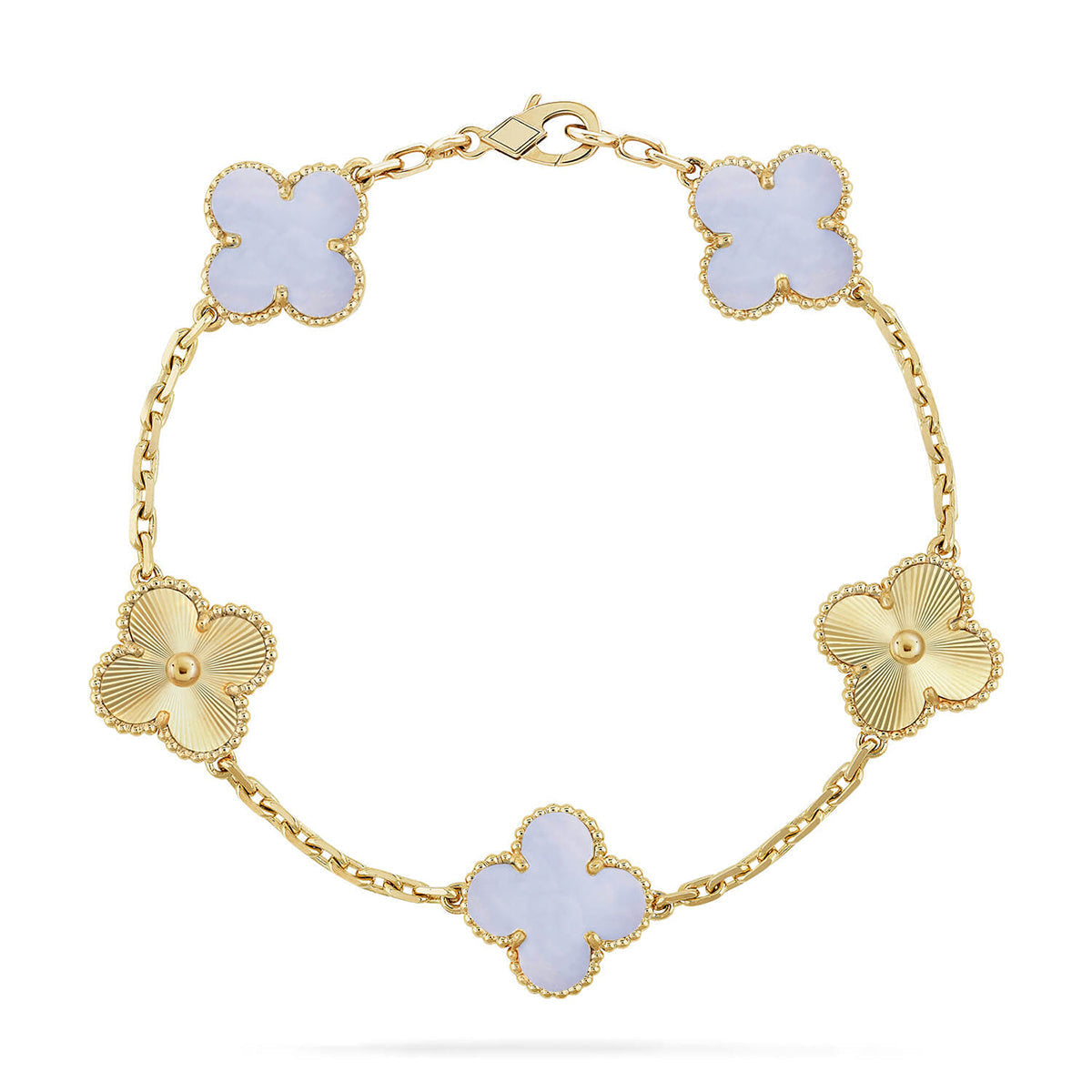 [Max Jewelry ] CLOVER 5 MOTIF PURPLE CHALCEDONY BRACELET COLLECTION