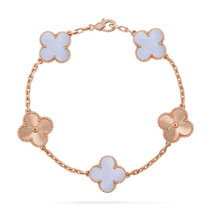 [Max Jewelry ] CLOVER 5 MOTIF PURPLE CHALCEDONY BRACELET COLLECTION