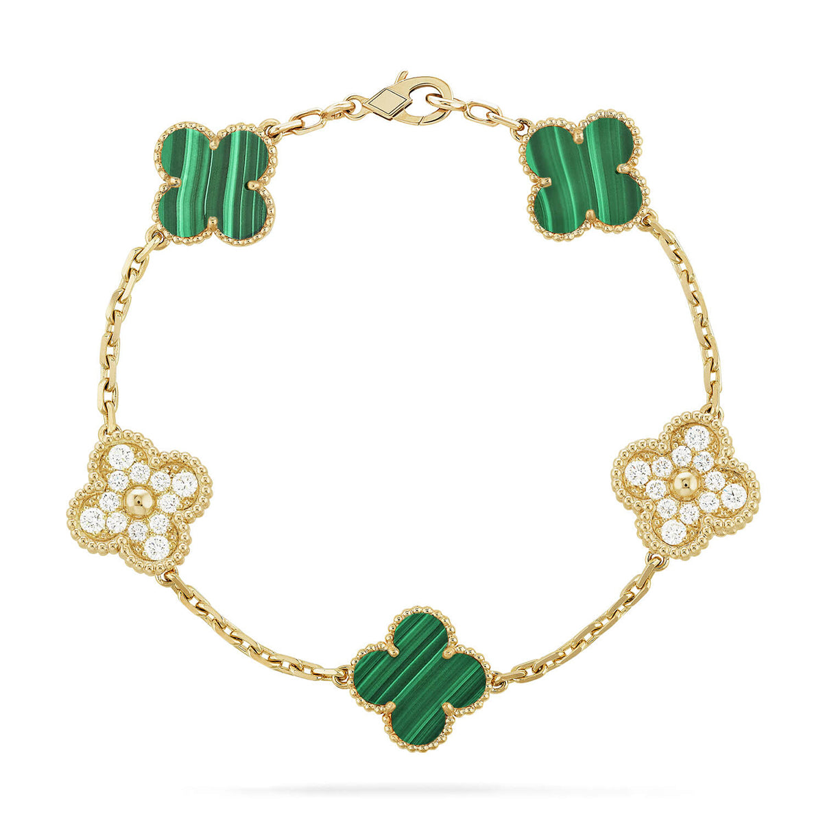 [Max Jewelry ] CLOVER 5 MOTIF MALACHITE BRACELET COLLECTION